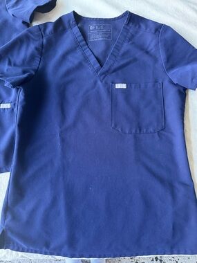 Lot of 2 FIGS Navy Blue Scrub Tops